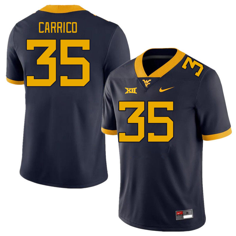 Men #35 Reid Carrico West Virginia Mountaineers College Football Jerseys Stitched Sale-Navy